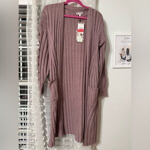 T.J.Maxx Mauve Ribbed Cardigan